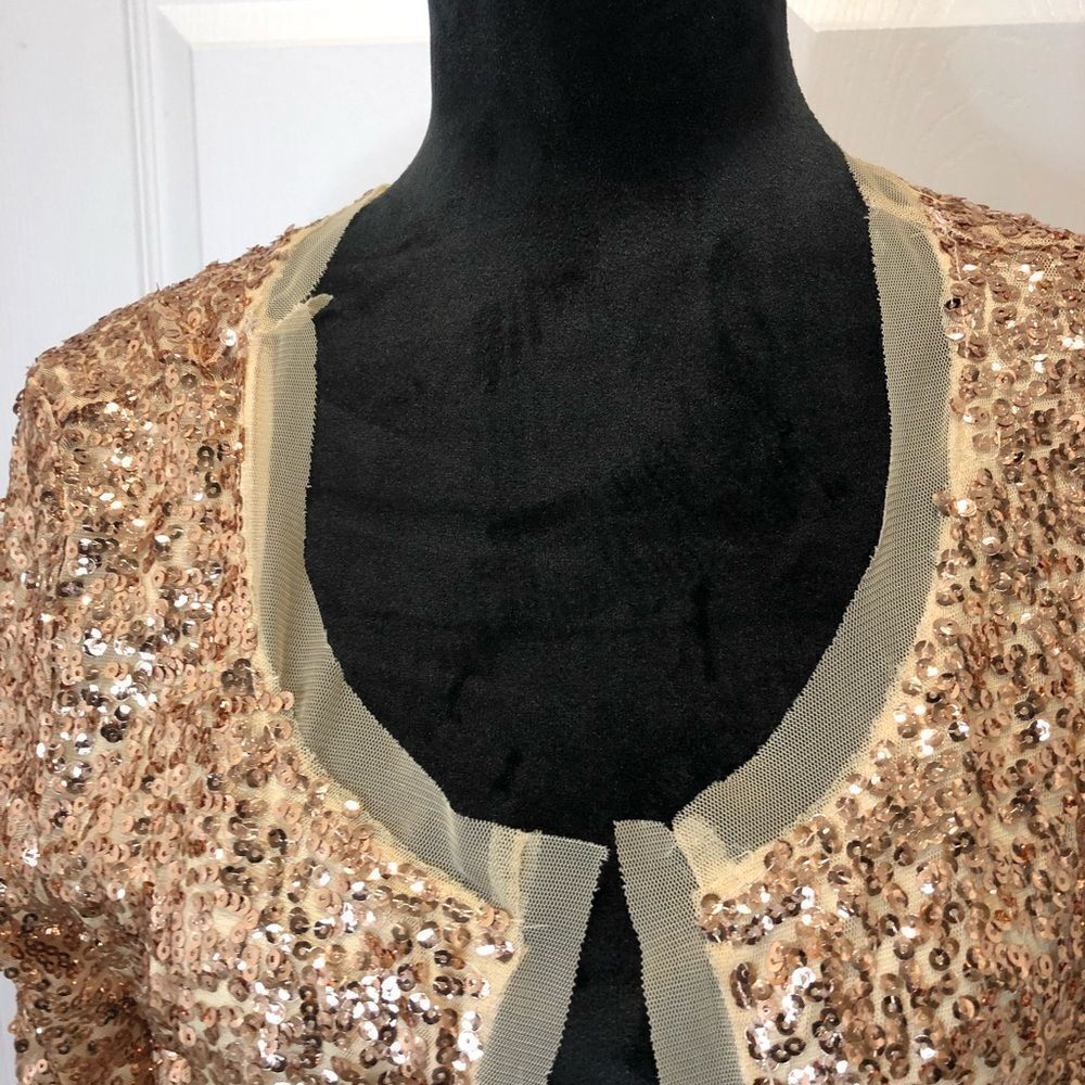 Rain gold sequin and tulle long sleeve jacket size small - Picture 2 of 10